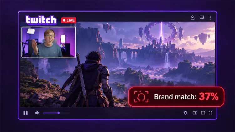 A Twitch stream with a Brand Match score of 37% shown over it